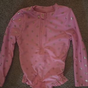 Wonder Nation Pink and Silver Kids Swim Rashguard